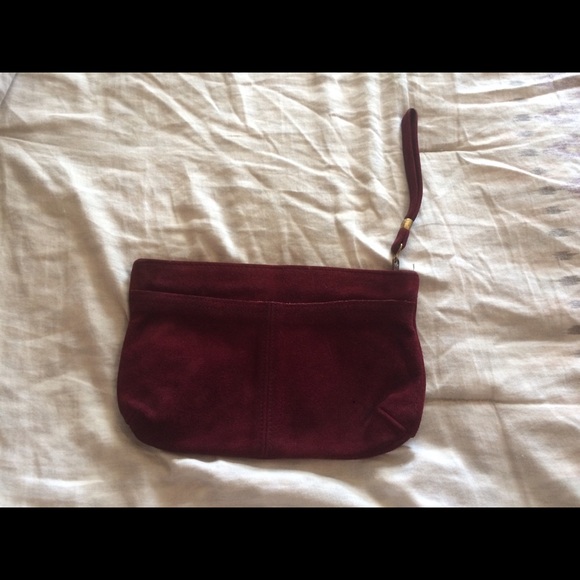 Handbags - Burgundy suede wristlet clutch