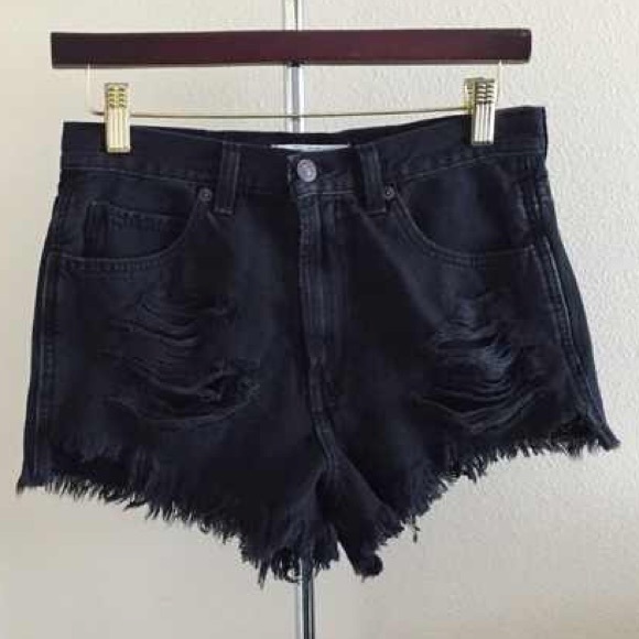 Black High Waisted Distressed Abercrombie Shorts