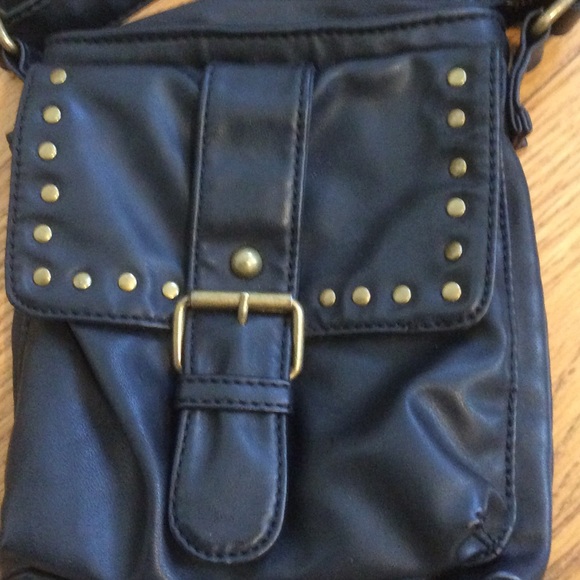 Black Cross Body Bag, Gold Accents - Picture 3 of 4