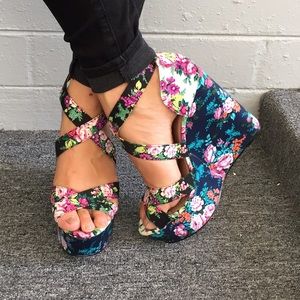 Aldo Floral Platform Wedges