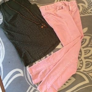 Corduroy pink skinny jeans