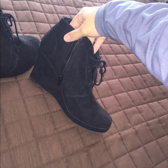 zip up booties/ wedges