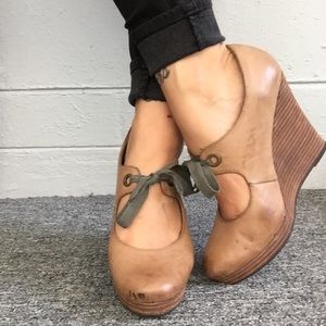 Restricted Distressed Tie Faux Leather Wedges