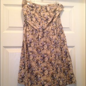 Flower Print Strapless Dress💕
