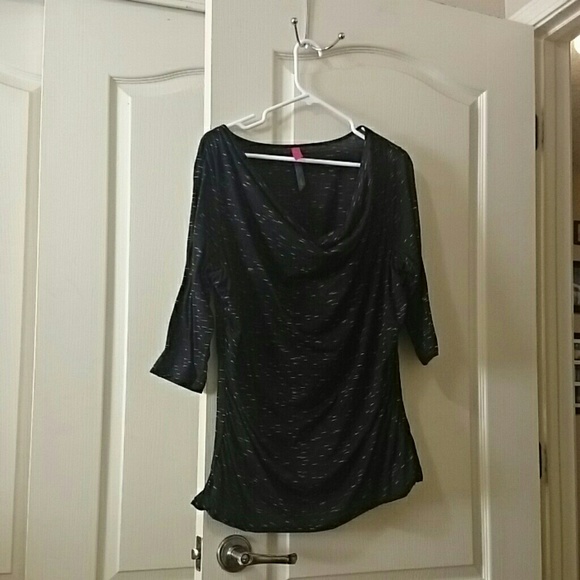 Black and grey cowl neck tunic