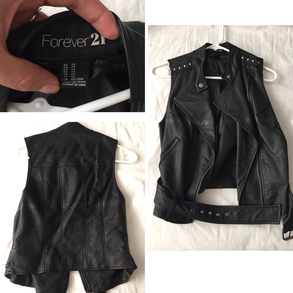 Small black leather vest