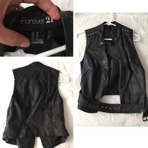 Small black leather vest