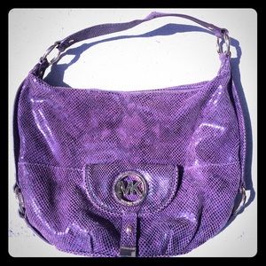 Michael Kors Purple Python Embossed Hobo Purse