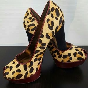 Fergie Leopard Peep Toe heels