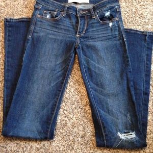 Abercrombie & fitch dark wash destroyed jeans