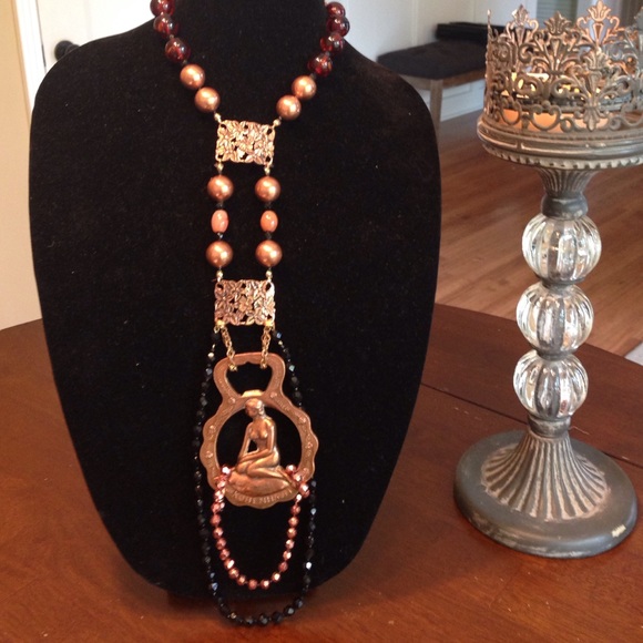 Reworked Antique Female Figural Necklace Brass