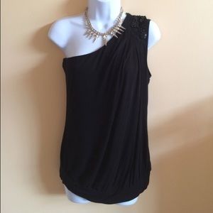 Elle Embellished One-Shoulder Soft-Knit Top