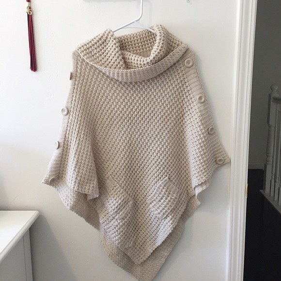 Cream Thick Knit Pancho