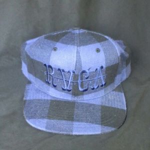 Used RVCA blue plaid snap back
