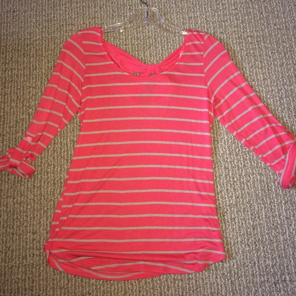 Coral and tan striped shirt - Picture 1 of 2