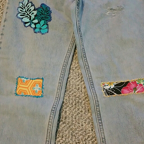 vintage BOHO levis 550 patchwork jeans - Picture 2 of 4