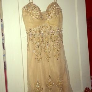 prom dress, tan, nude, bling, only used once.