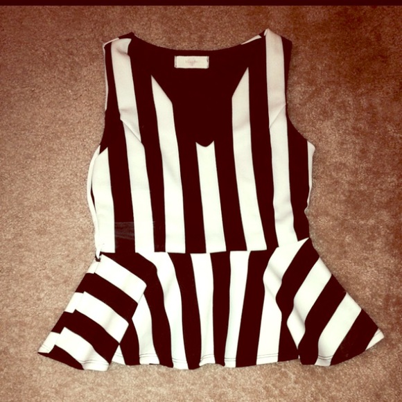 Black and white striped frilly shirt