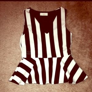 Black and white striped frilly shirt