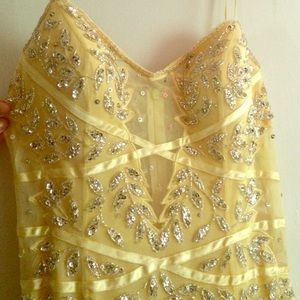 prom dress, yellow, bling, see through