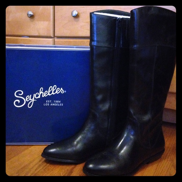 NWB black leather Seychelles knee high boot!