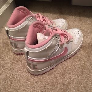 Pink and white nike