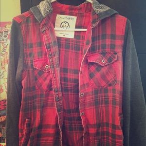 LA hearts distressed flannel jacket