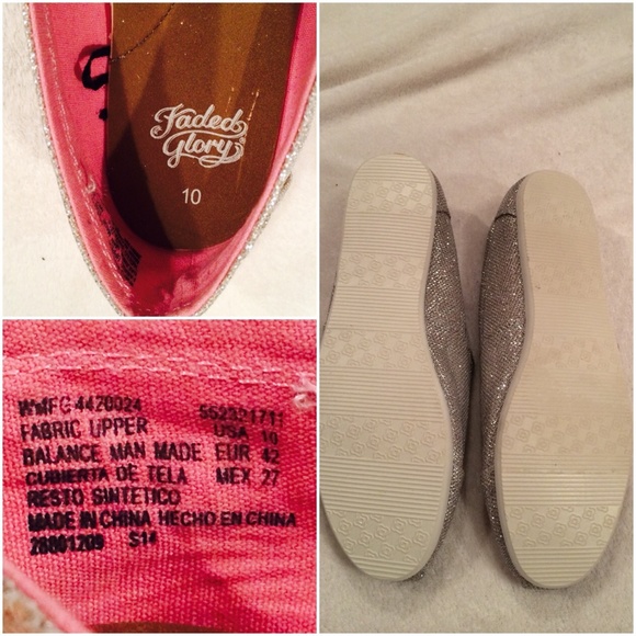 NWOT -Shiny Silver Canvas Shoes - Picture 3 of 4