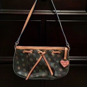 LIKE "New" SIGNATURE LOGO BROWN CANVAS HANDBAG