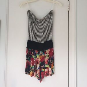 Ooh La La striped and floral strapless romper