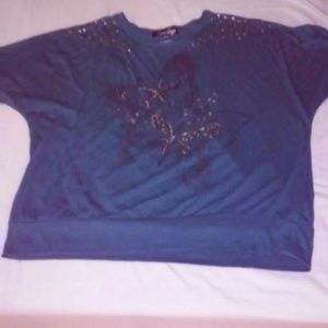 Teal butterfly top