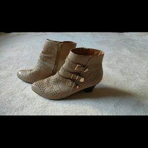 On hold nude studded booties