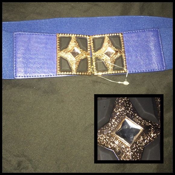 Blue Vintage Belt wit Rhinestone Detail - Picture 1 of 1