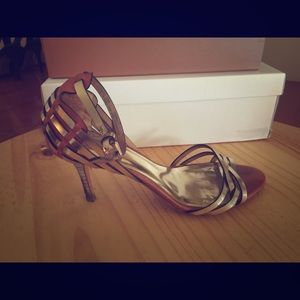 Coach gold strap heel sandals size 6.5!