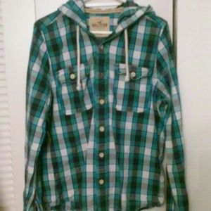 Mens hollister hoodie button up
