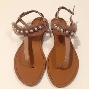 Nude Embellished Sandals