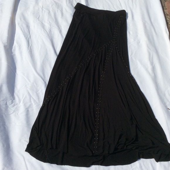 Black maxi skirt with gold studs