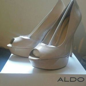 Nude platform heels