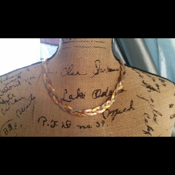 Silver copper & gold necklace