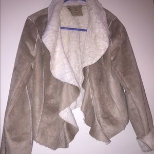 Suede Jacket with Faux shearling lining. Suede Jacket with Faux shearling lining.
