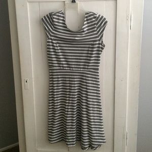 Gray and white striped dress