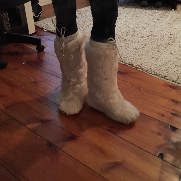 Ralph Lauren Collection goat shearling boots.