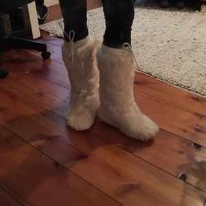 Ralph Lauren Collection goat shearling boots.