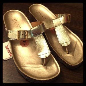 Gold Buckled Sandals (Birkenstock style)