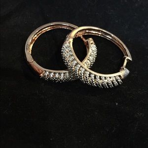 Swarovski crystal and rose gold hoop earrings