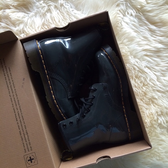 Grey Patent Leather Dr Martens