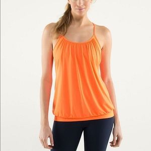 Lululemon bright orange no limits tank w bra