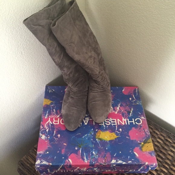 Chinese laundry below the knee Tip boots (grey)