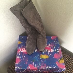 Chinese laundry below the knee Tip boots (grey)