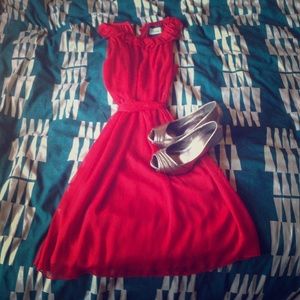 Red cocktail dress.